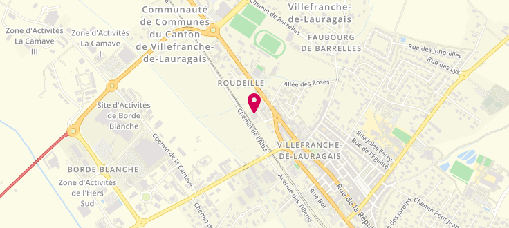 Plan de Pôle emploi de Villefranche de Lauragais, 7 Place des Cerisiers, 31290 Villefranche-de-Lauragais