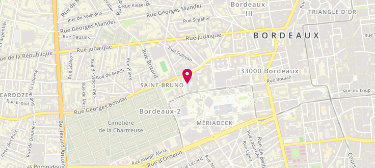 Plan de Pôle emploi de Bordeaux - Meriadeck, Tour 2000<br />
1 Terrasse Front du Médoc, 33076 Bordeaux