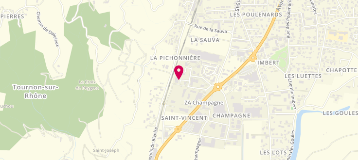 Plan de Pôle emploi de Tournon Sur Rhône, Zone Artisanale la Pichonniere<br />
123 Impasse Olympe de Gouges, 07300 Tournon-sur-Rhône