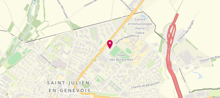 Plan de Relais Pôle emploi de Saint Julien en Genevois, Immeuble le Galien B<br />
26 Avenue de Genève, 74160 Saint-Julien-en-Genevois