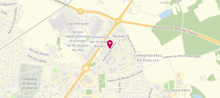 Plan de Pôle emploi de Bourg en Bresse, 323 Avenue de Parme, 01000 Bourg-en-Bresse
