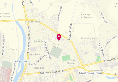 Plan de Pôle emploi de Montmorillon, Route D 'Haims<br />
4 Rue Daniel Cormier, 86501 Montmorillon