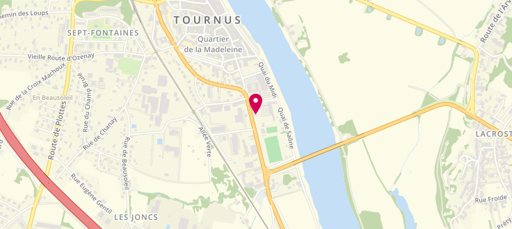 Plan de Relais Pôle emploi de Tournus, Zone du Pas Fleury<br />
Rue Cardinal de Fleury, 71700 Tournus