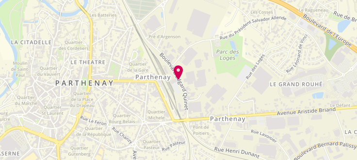 Plan de Pôle emploi de Parthenay, Maison de l'Emploi de Parthenay<br />
13 Boulevard Edgar Quinet, 79205 Parthenay