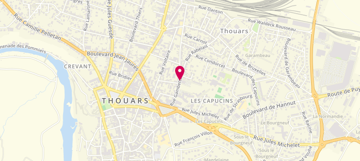 Plan de Pôle emploi de Thouars, 8 Rue Gambetta, 79100 Thouars