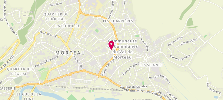 Plan de Pôle emploi de Morteau, 1 A Rue du Clos Jeune, 25503 Morteau
