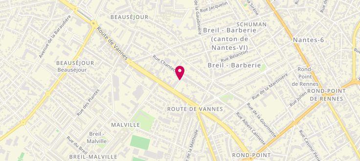 Plan de Pôle emploi de Nantes - Centre, 8 Avenue du Petit Clos, 44300 Nantes