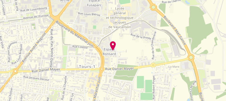 Plan de Pôle emploi de Tours - Ronsard, 106 Rue Ronsard, 37000 Tours