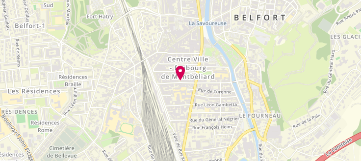 Plan de Pôle emploi de Belfort - Thiers, 14 Rue Thiers, 90000 Belfort