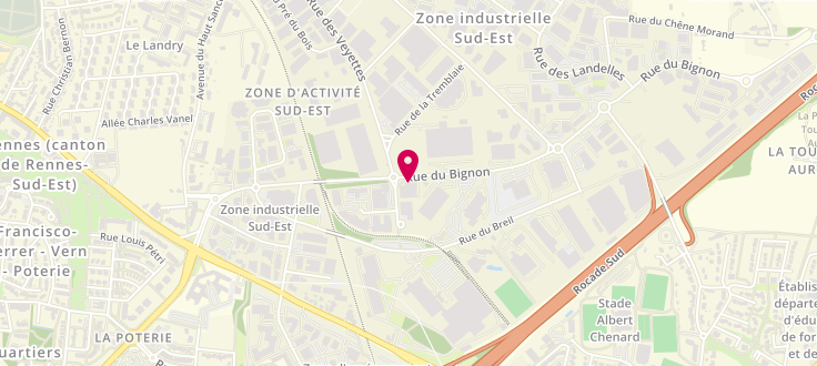 Plan de Pôle emploi de Rennes - Est, Immeuble Lotus<br />
22 Rue du Bignon, 35000 Rennes