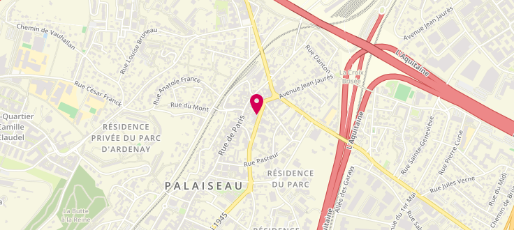 Plan de Pôle emploi de Palaiseau, 9 Rue Edouard Branly, 91120 Palaiseau