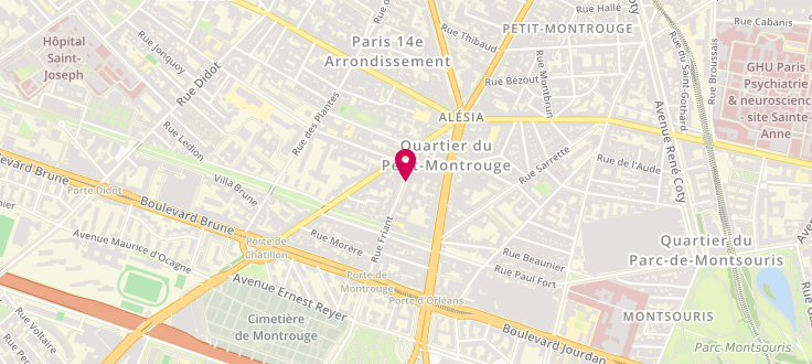 Plan de Pôle emploi de Paris - 6 et 14ème Jean Moulin, 9 Rue Friant, 75014 Paris