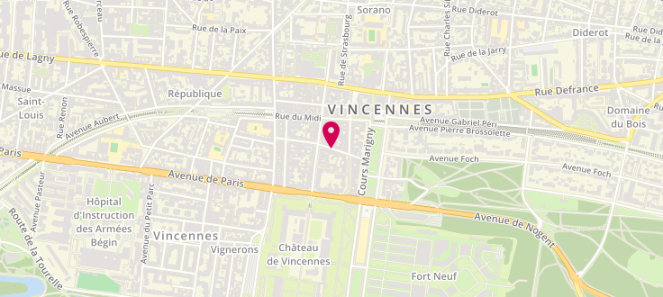 Plan de Pôle emploi de Vincennes, 3 Rue Lejemptel, 94300 Vincennes