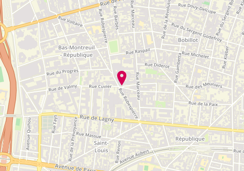 Plan de Pôle emploi de Montreuil - sous Bois, 7 Rue des Longs Quartiers, 93100 Montreuil