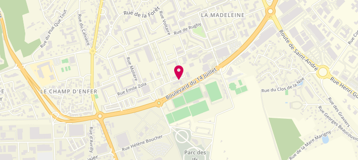 Plan de Pôle emploi d'Évreux - Delaune, 6 Rue Auguste Delaune, 27033 Évreux