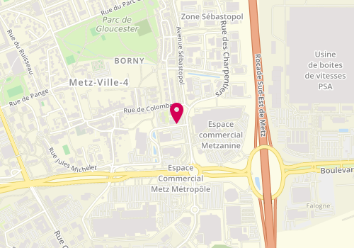 Plan de Pôle emploi de Metz - Sebastopol, Metz Sebastopol Technopôle<br />
5 Rue des Dinandiers, 57000 Metz