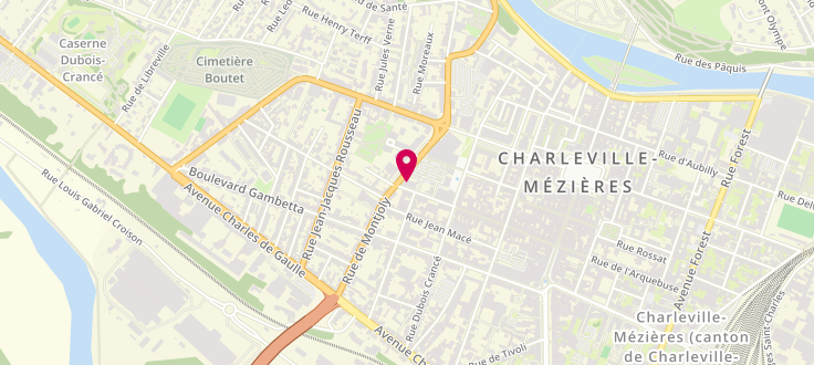 Plan de Pôle emploi de Charleville-Mézières - Montjoly, 106 Rue Bourbon, 08000 Charleville-Mézières