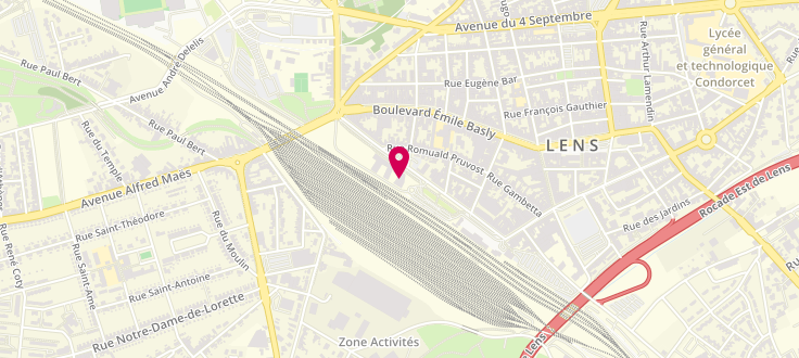 Plan de Pôle emploi de Lens - Gare, 48 Rue Jean Letienne, 62300 Lens
