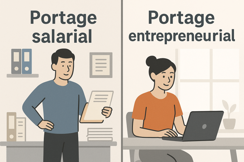 portage salarial vs portage entrepreneurial illustration comparative