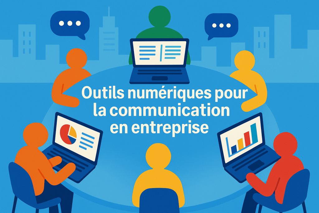 Outils numériques communication entreprise bureau moderne