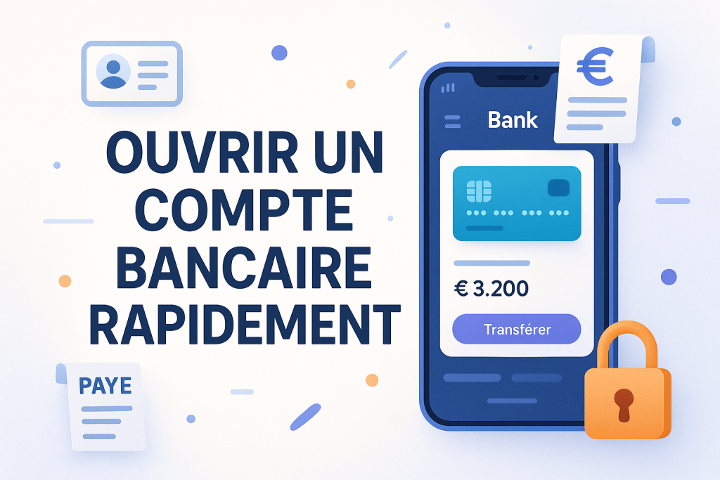 Ouvrir un compte bancaire rapidement smartphone moderne et documents
