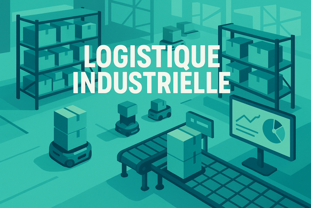 illustration logistique industrielle dans un entrepôt automatisé moderne