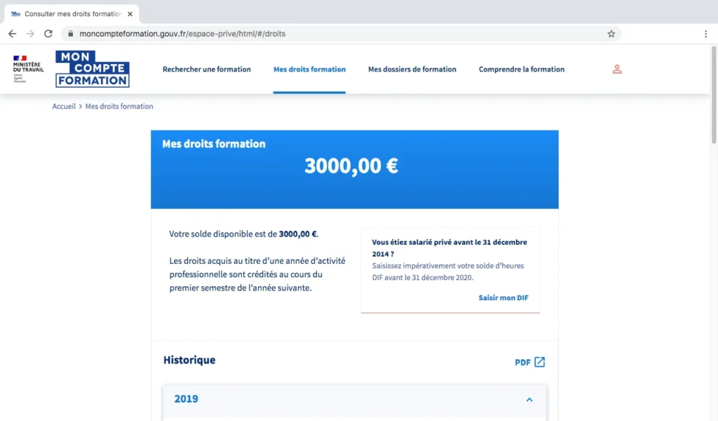 Où trouver le montant disponible sur mon compte CPF