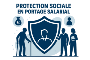 Illustration Protection sociale portage salarial avec bouclier retraite sante chomage