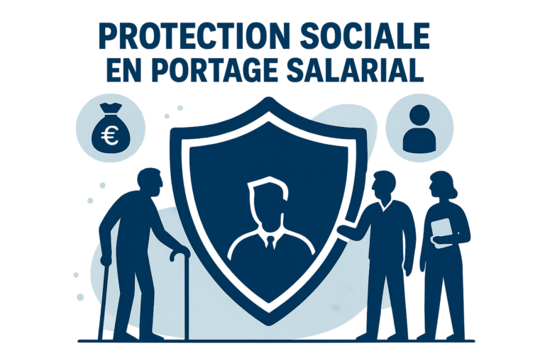 Illustration Protection sociale portage salarial avec bouclier retraite sante chomage