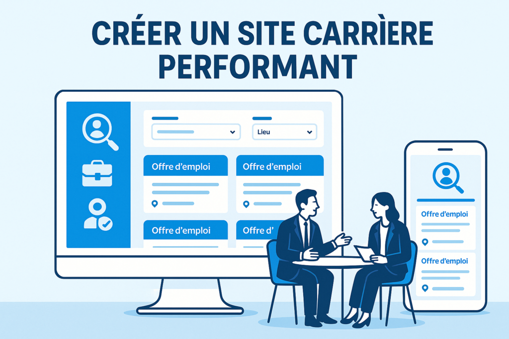 Illustration site carrière performant sur ordinateur et mobile