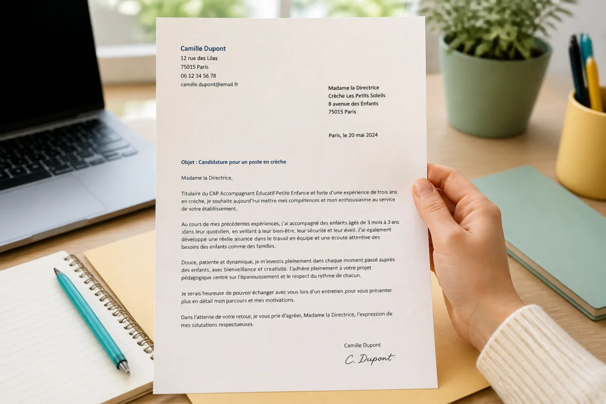 R&eacute;diger une lettre de motivation pour une cr&egrave;che