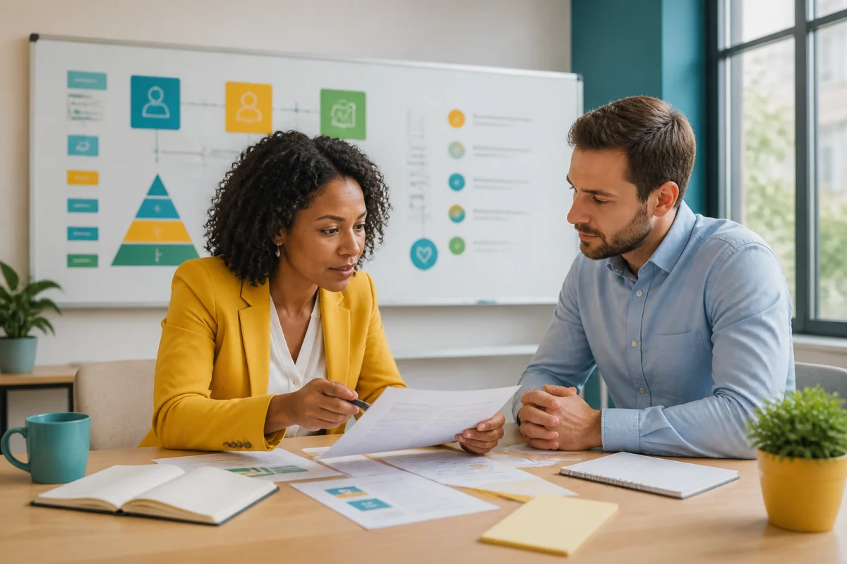 R&eacute;ussir le recrutement en entreprise gr&acirc;ce &agrave; une responsable RH clarifiant avec un candidat les comp&eacute;tences et priorit&eacute;s du poste.